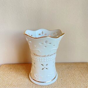 Lenox Sweet Inspirations votive candle holder pierced porcelain with gold trim
